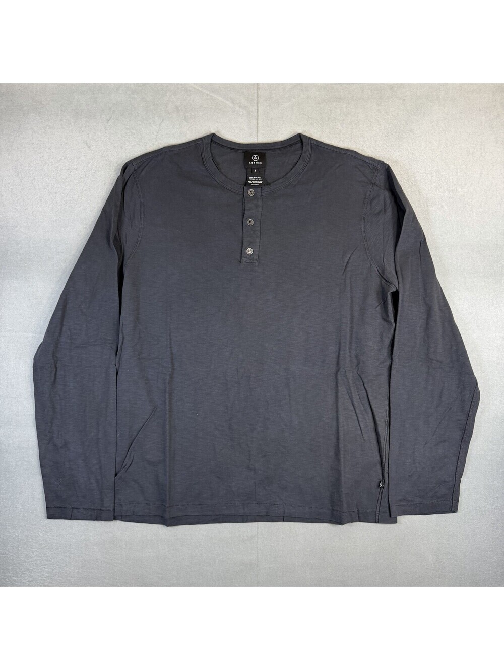 Aether Henley Shirt Mens 4 XL Gray Long Sleeve 100% Supima Cotton Made in USA